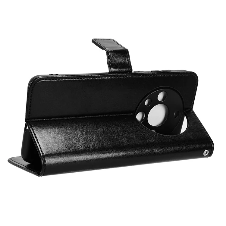 For Huawei Mate 60 Pro Anti-fall Phone Case Crazy Horse Texture Leather Wallet Stand Cover - Black-Cellmalls