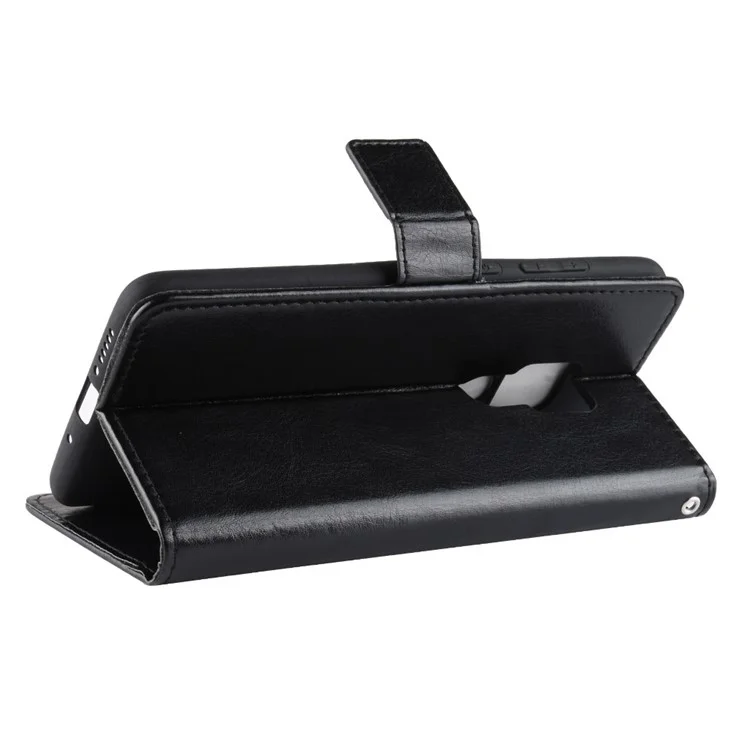 Crazy Horse Wallet Stand Leather Phone Case for Huawei Mate 20 X - Black-Cellmalls