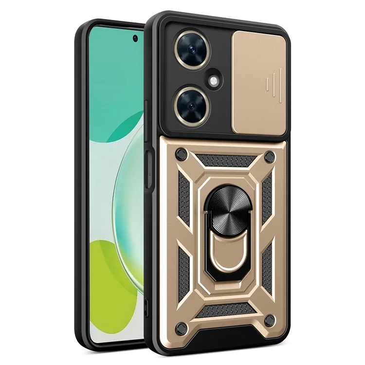 For Huawei nova 11i Phone Case Slide Lens Protection PC+TPU Kickstand Cover - Black-Cellmalls