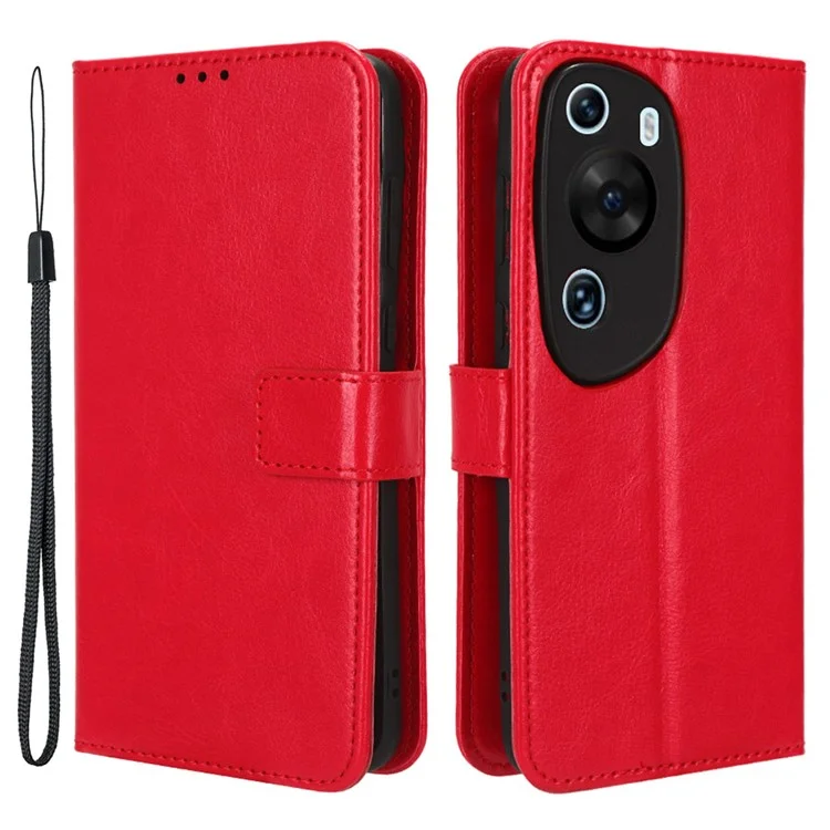 For Huawei P60 Art Shockproof Wallet Phone Case Crazy Horse Texture PU Leather Folio Flip Cover - Black-Cellmalls