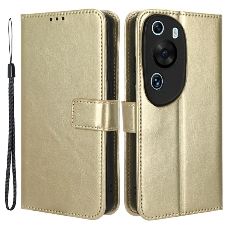 For Huawei P60 Art Shockproof Wallet Phone Case Crazy Horse Texture PU Leather Folio Flip Cover - Black-Cellmalls