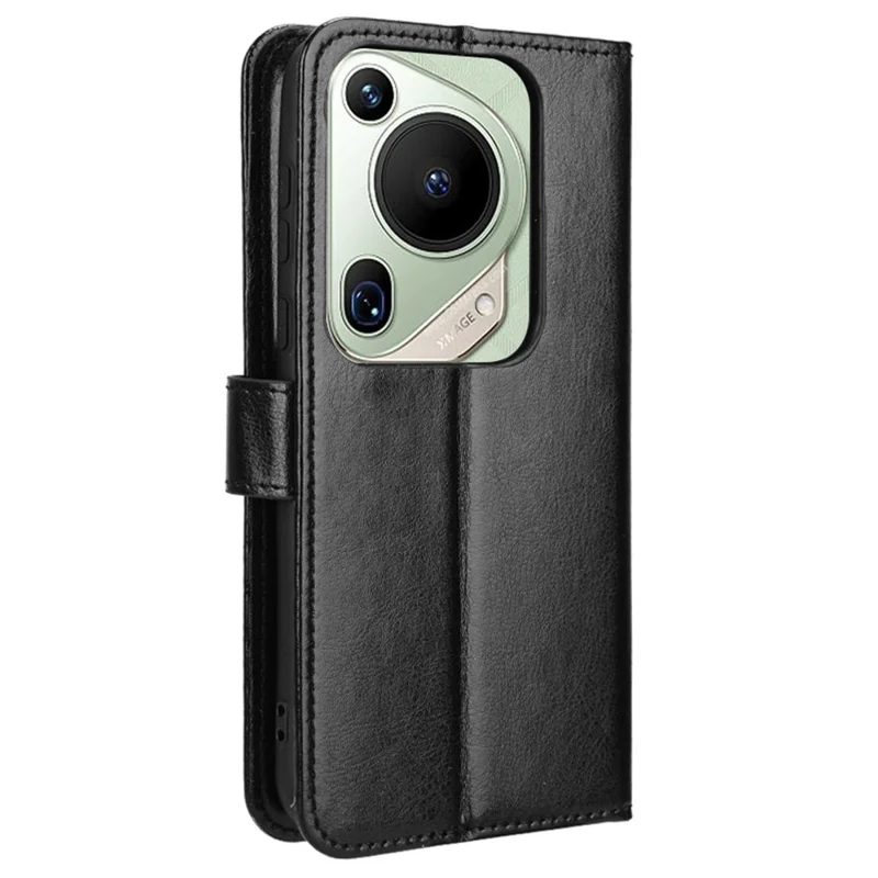 For Huawei Pura 70 Pro / 70 Pro+ / 70 Ultra Leather Case Crazy Horse Texture Wallet Phone Cover - Black-Cellmalls