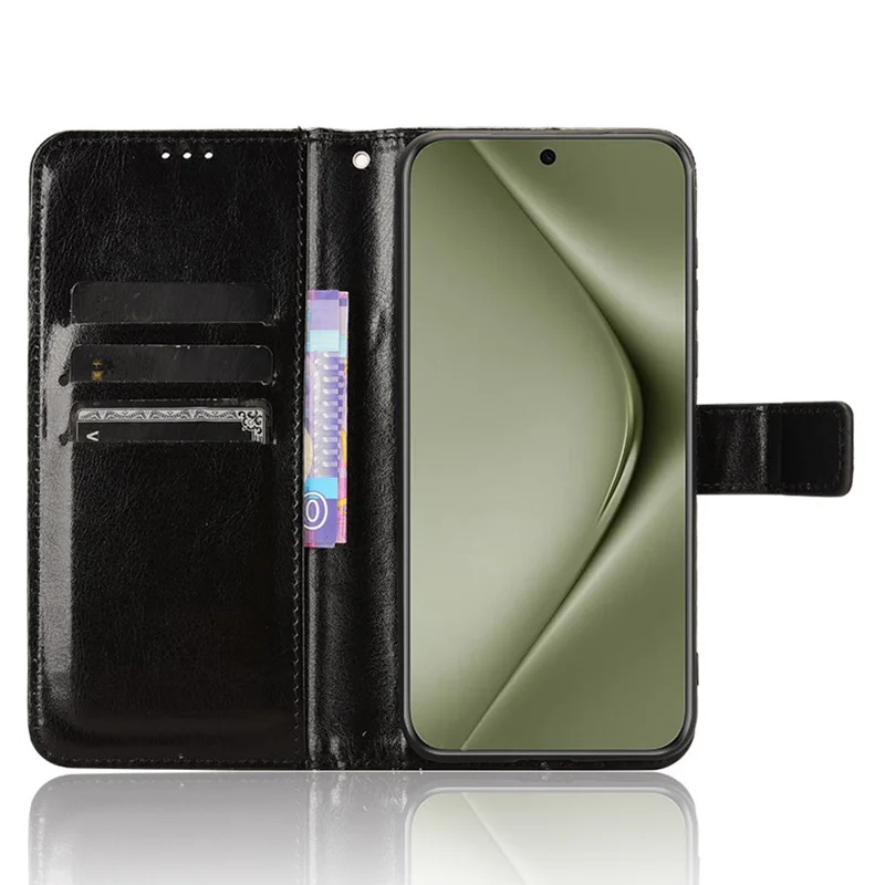 For Huawei Pura 70 Pro / 70 Pro+ / 70 Ultra Leather Case Crazy Horse Texture Wallet Phone Cover - Black-Cellmalls