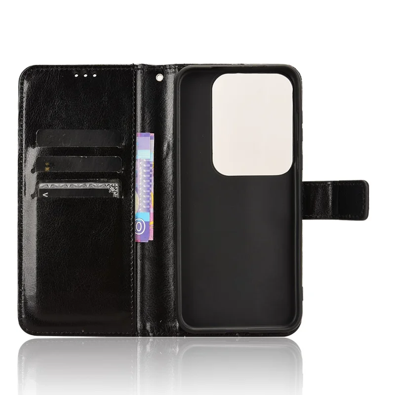 For Huawei Pura 70 Pro / 70 Pro+ / 70 Ultra Leather Case Crazy Horse Texture Wallet Phone Cover - Black-Cellmalls