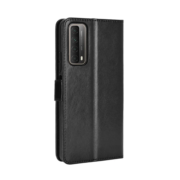 Crazy Horse Wallet Leather Case for Huawei P smart 2021/Y7a Shell - Black-Cellmalls