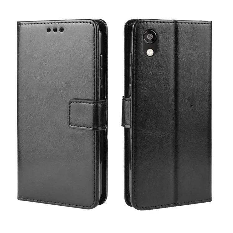 Crazy Horse Leather Wallet Case for Huawei Y5 (2019) / Honor 8S - Black-Cellmalls