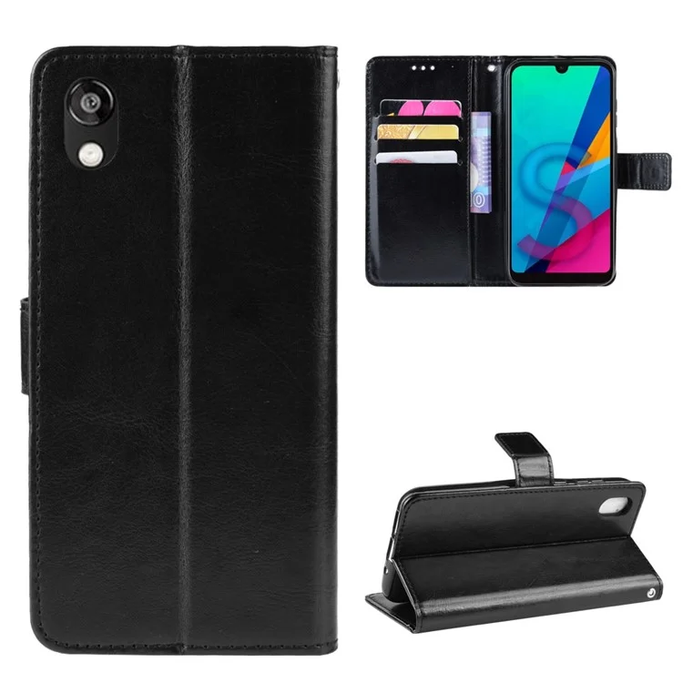 Crazy Horse Leather Wallet Case for Huawei Y5 (2019) / Honor 8S - Black-Cellmalls