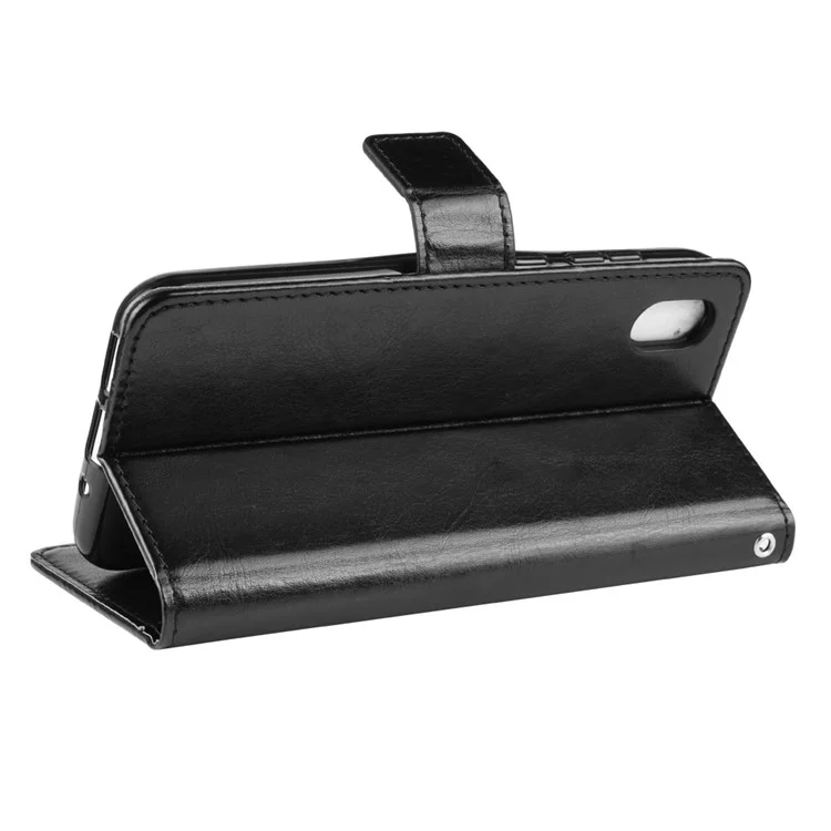 Crazy Horse Leather Wallet Case for Huawei Y5 (2019) / Honor 8S - Black-Cellmalls