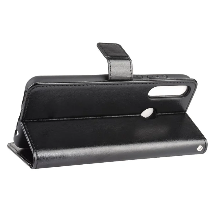 Crazy Horse PU Leather Case Protector Cover for Huawei Y6p - Black-Cellmalls