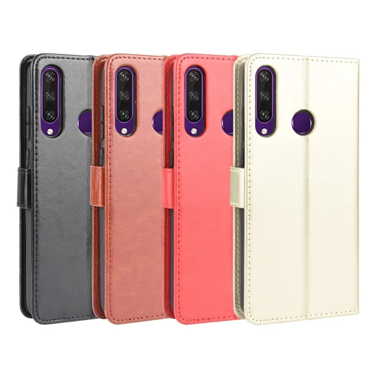 Crazy Horse PU Leather Case Protector Cover for Huawei Y6p - Black-Cellmalls