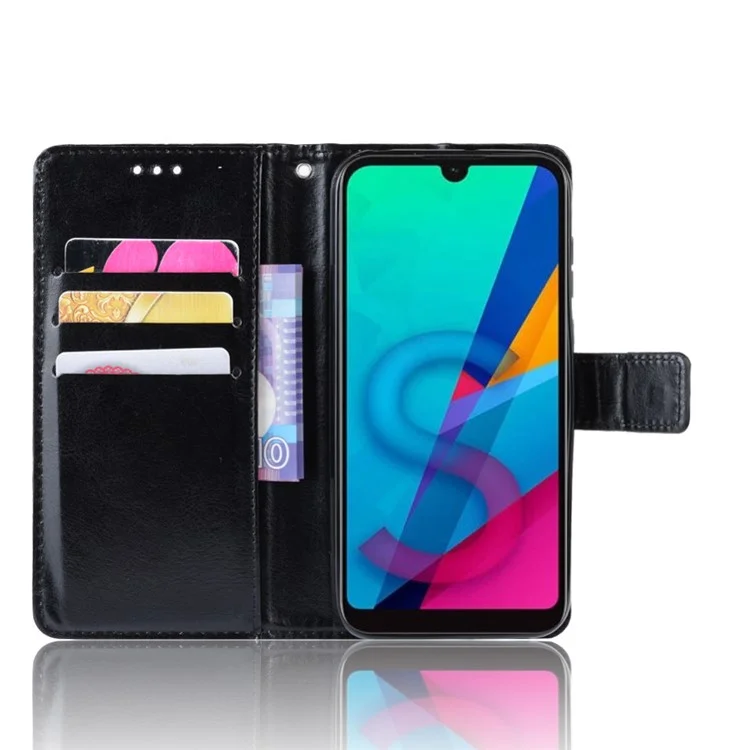 Crazy Horse Leather Wallet Case for Huawei Y5 (2019) / Honor 8S - Black-Cellmalls
