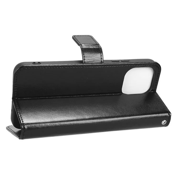 For Huawei nova Y61 4G / Enjoy 50z 4G Drop-proof PU Leather Phone Case Crazy Horse Texture Wallet Stand Magnetic Phone Cover with Strap - Black-Cellmalls