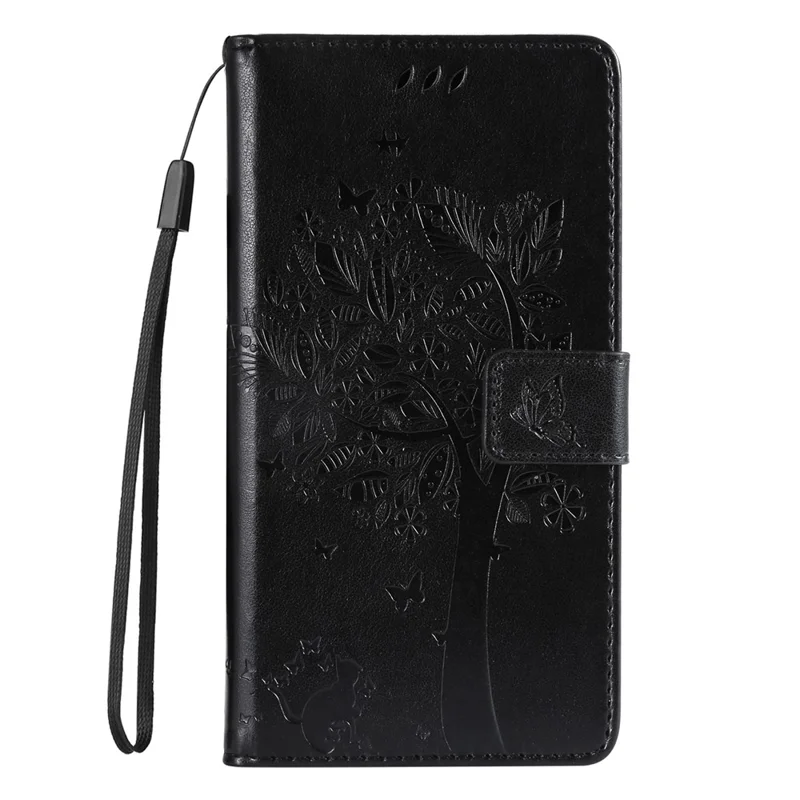 For Honor 200 Lite Phone Case with Stand Cat Tree Pattern Leather Wallet Mobile Cover - Black-Cellmalls