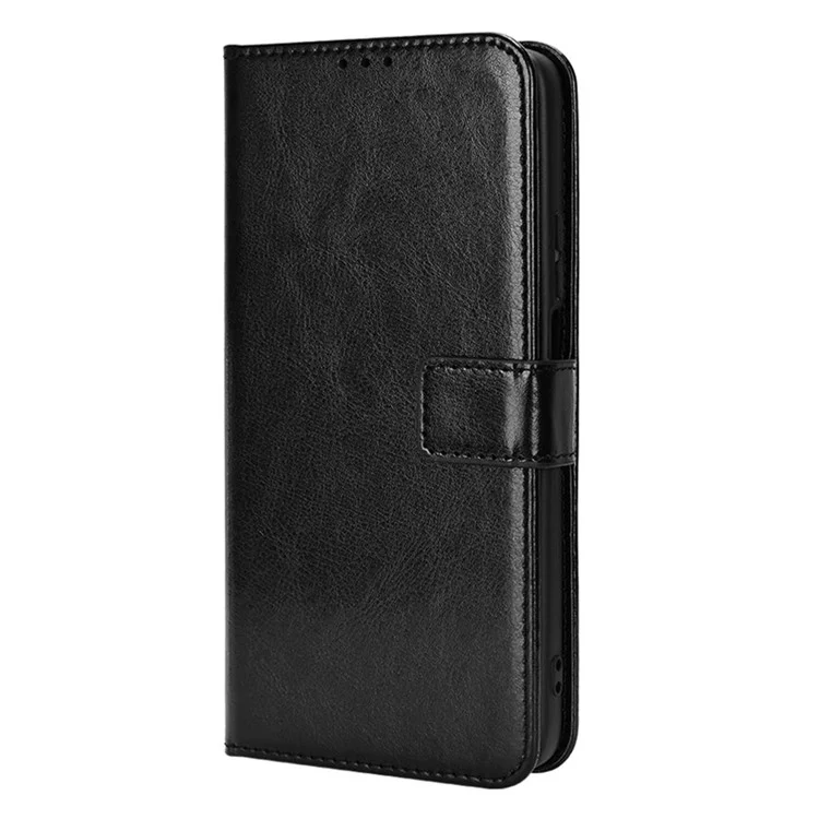 Anti-scratch Phone Case For Huawei nova Y90 4G / Enjoy 50 Pro 4G, Drop-proof Phone Cover Crazy Horse Texture Wallet Stand Shell - Black-Cellmalls