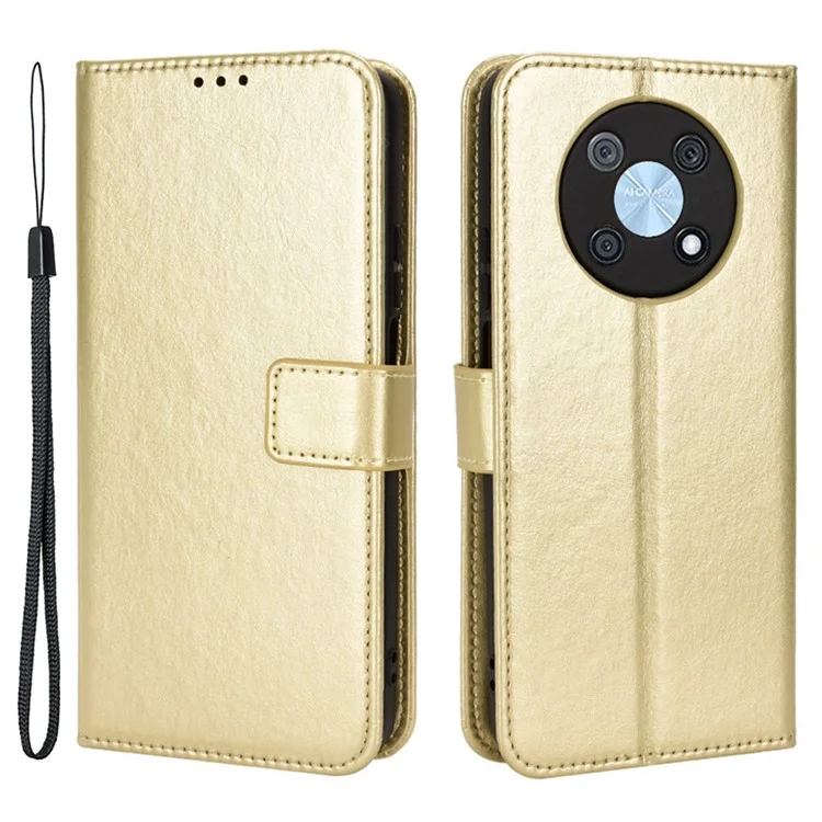 Anti-scratch Phone Case For Huawei nova Y90 4G / Enjoy 50 Pro 4G, Drop-proof Phone Cover Crazy Horse Texture Wallet Stand Shell - Black-Cellmalls