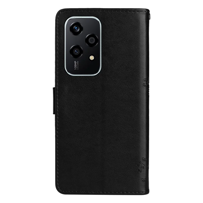 For Honor 200 Lite Phone Case with Stand Cat Tree Pattern Leather Wallet Mobile Cover - Black-Cellmalls