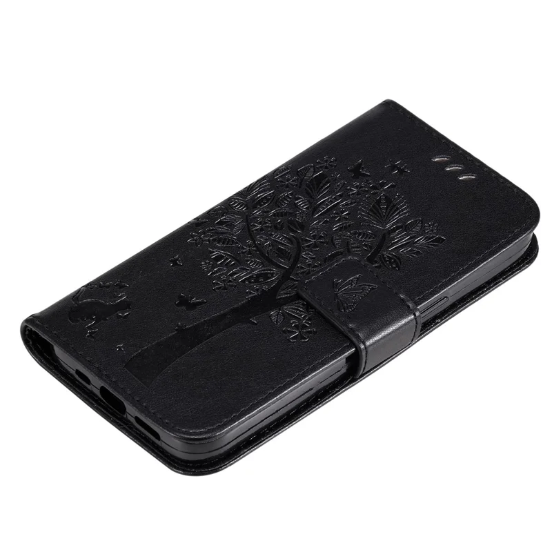 For Honor 200 Lite Phone Case with Stand Cat Tree Pattern Leather Wallet Mobile Cover - Black-Cellmalls