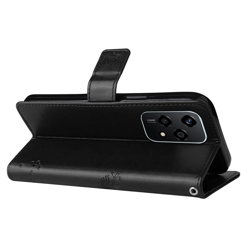 For Honor 200 Lite Phone Case with Stand Cat Tree Pattern Leather Wallet Mobile Cover - Black-Cellmalls