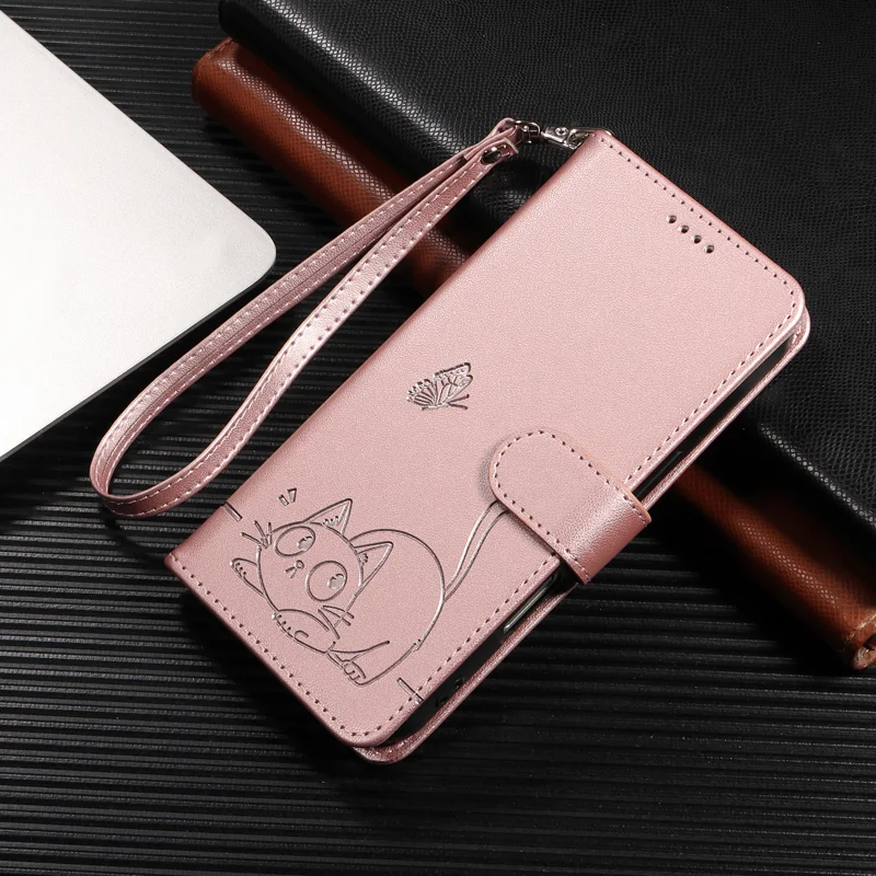 For Huawei Pura 80 Ultra Case Cat Pattern Imprint Leather Phone Cover with Wrist Strap - Rose Gold-Cellmalls
