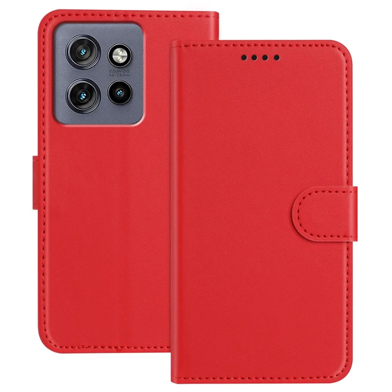 For Motorola ThinkPhone 25 5G / Motorola Edge 50 Neo 5G Leather Case Wallet Stand Solid Color Anti Drop Phone Cover - Black-Cellmalls