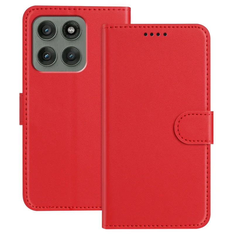 For Motorola Edge 60 Pro 5G Leather Case Wallet Stand Solid Color Anti Drop Phone Cover - Black-Cellmalls