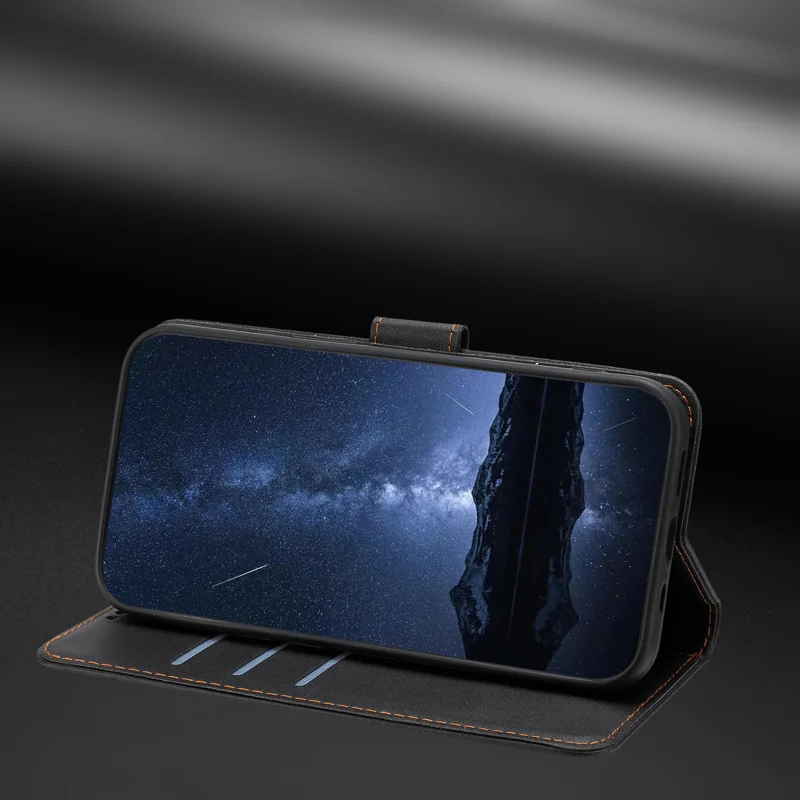 For Motorola Edge 60 Pro 5G Leather Case Wallet Stand Solid Color Anti Drop Phone Cover - Black-Cellmalls