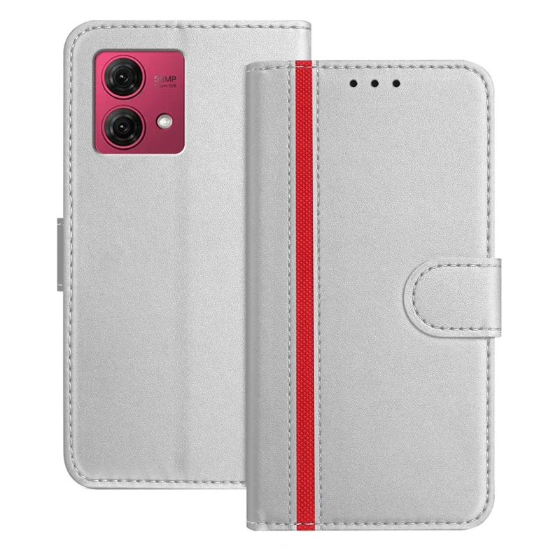 For Motorola Moto G84 5G Phone Cases Wallet Stand Color Splicing Leather Cover with Magnetic Clasp - Red-Cellmalls