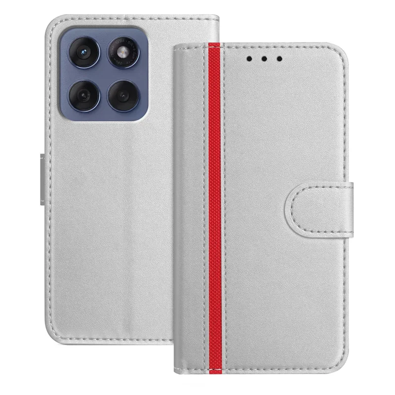 For Motorola Moto G86 5G Phone Cases Wallet Stand Color Splicing Leather Cover with Magnetic Clasp - Red-Cellmalls