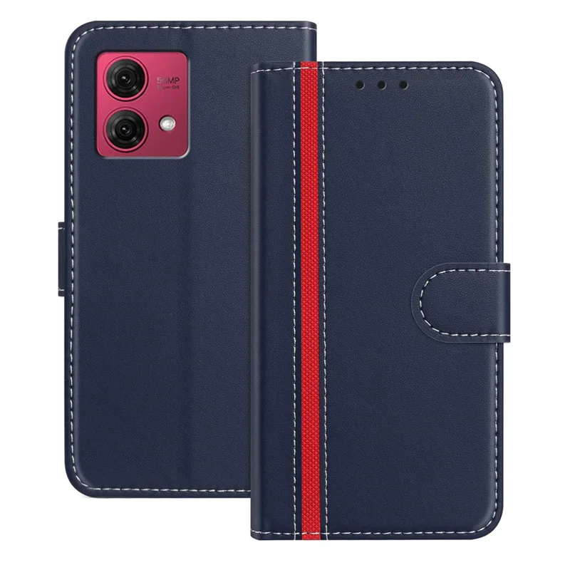 For Motorola Moto G84 5G Phone Cases Wallet Stand Color Splicing Leather Cover with Magnetic Clasp - Red-Cellmalls