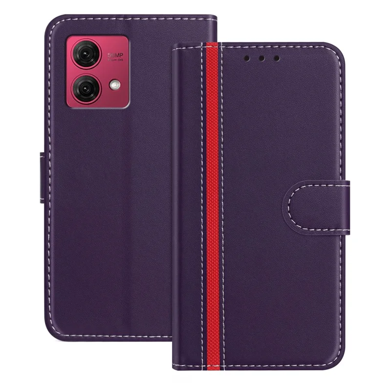 For Motorola Moto G84 5G Phone Cases Wallet Stand Color Splicing Leather Cover with Magnetic Clasp - Red-Cellmalls