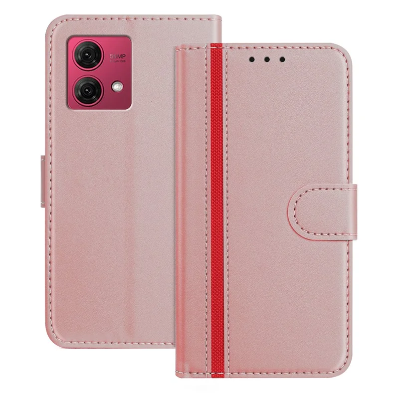 For Motorola Moto G84 5G Phone Cases Wallet Stand Color Splicing Leather Cover with Magnetic Clasp - Red-Cellmalls