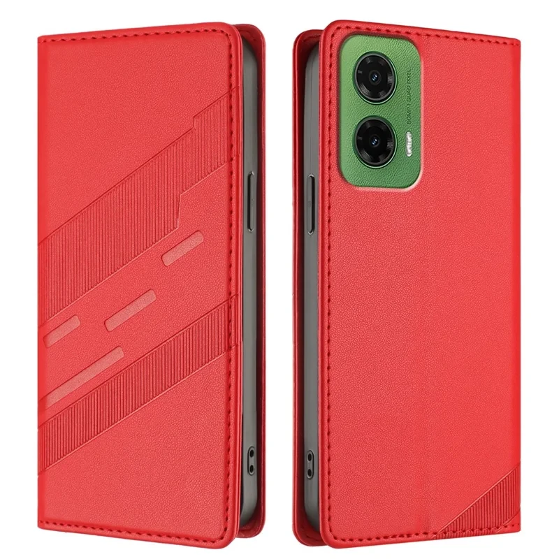 For Motorola Moto G35 5G Phone Cases Punk Style Imprinted Wallet Stand Leather Cover - Red-Cellmalls