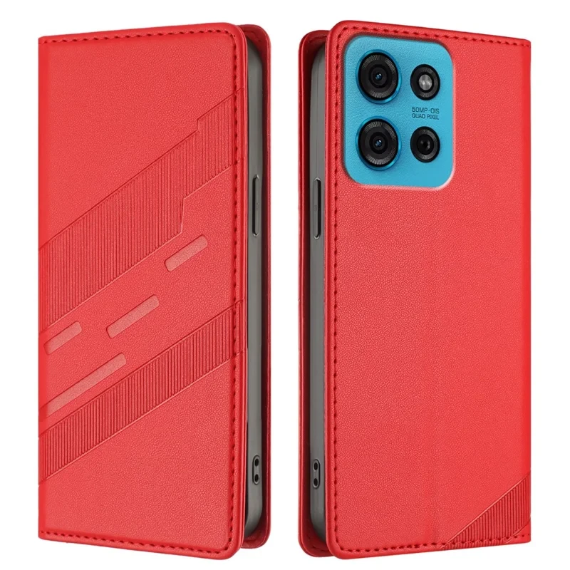 For Motorola Moto G75 5G Phone Cases Punk Style Imprinted Wallet Stand Leather Cover - Red-Cellmalls