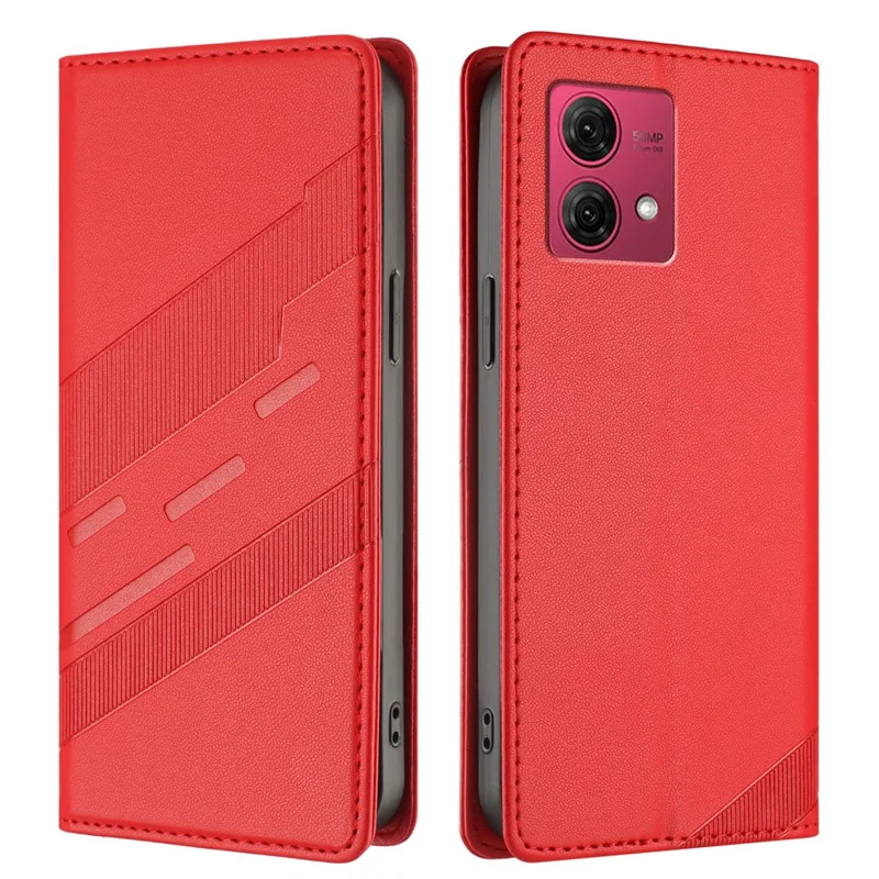 For Motorola Moto G84 5G Phone Cases Punk Style Imprinted Wallet Stand Leather Cover - Red-Cellmalls