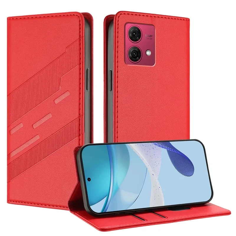 For Motorola Moto G84 5G Phone Cases Punk Style Imprinted Wallet Stand Leather Cover - Red-Cellmalls