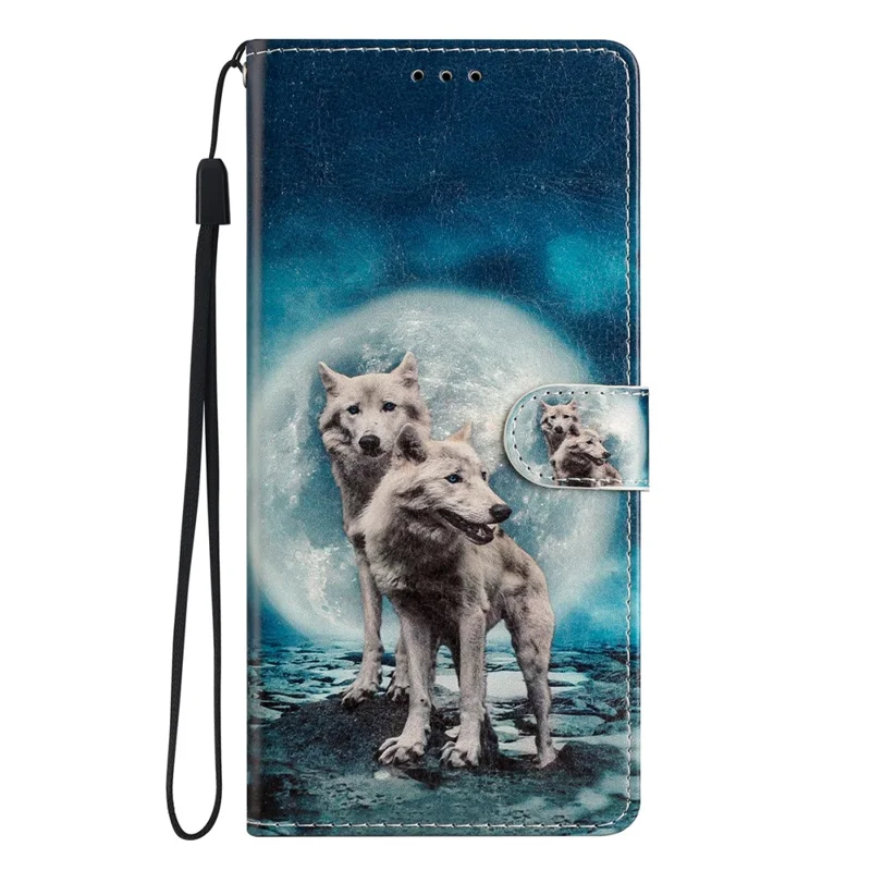 For Motorola Moto G13 4G / G23 4G / G53 5G PU Leather Wallet Case Pattern Printing Stand Flip Protective Cover - Two Wolves-Cellmalls