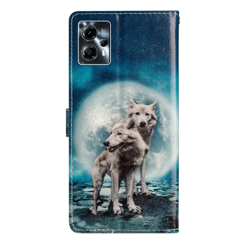 For Motorola Moto G13 4G / G23 4G / G53 5G PU Leather Wallet Case Pattern Printing Stand Flip Protective Cover - Two Wolves-Cellmalls