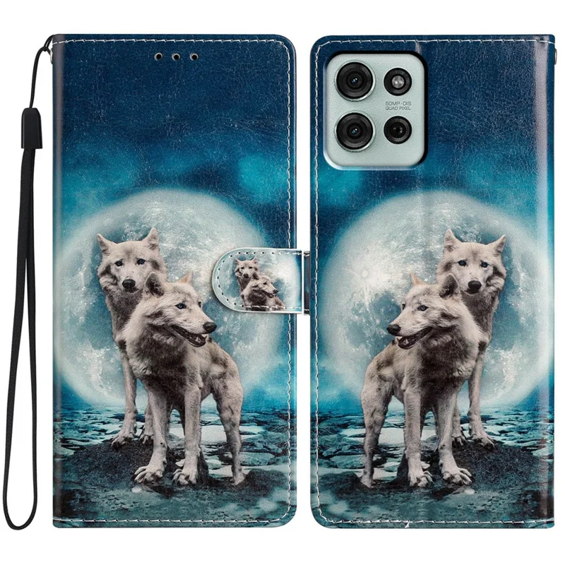 For Motorola Moto G56 5G Wallet Case PU Leather Pattern Printing Stand Phone Cover with Strap - Blue Butterfly-Cellmalls