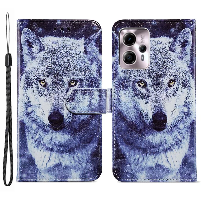 For Motorola Moto G13 4G / G23 4G / G53 5G PU Leather Wallet Case Pattern Printing Stand Flip Protective Cover - Two Wolves-Cellmalls