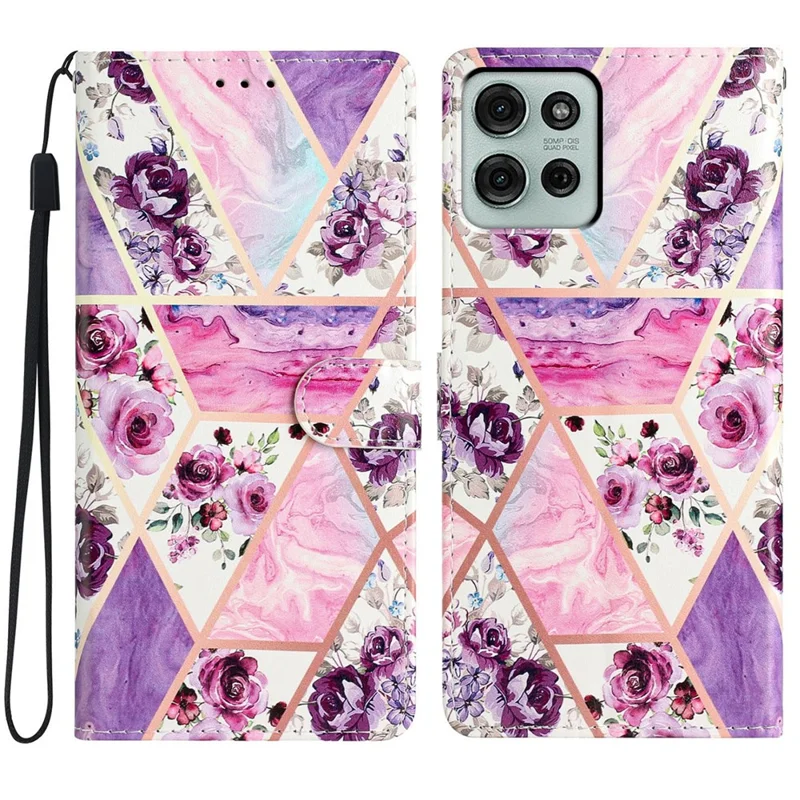 For Motorola Moto G86 5G Wallet Case PU Leather Pattern Printing Stand Phone Cover with Strap - Blue Butterfly-Cellmalls