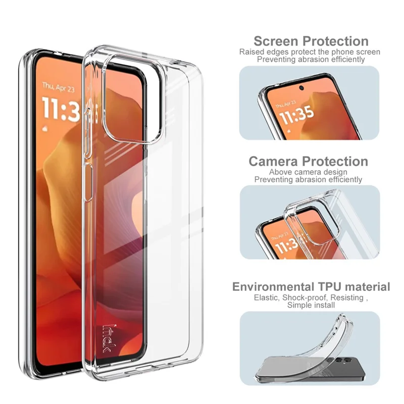 IMAK UX-10 Series For Motorola Moto G15 4G Clear Phone Case Soft TPU Mobile Back Cover-Cellmalls