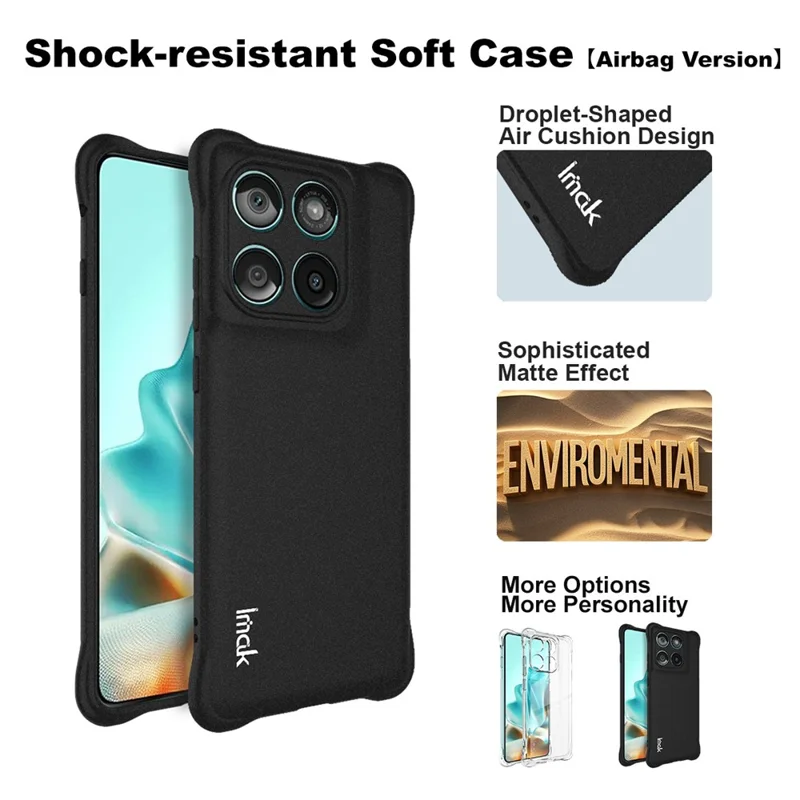 IMAK For Motorola Edge (2025) 5G Case TPU Phone Cover Airbag Shockproof Protection - Matte Black-Cellmalls