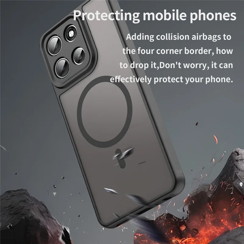 For Motorola Moto G56 5G Case Compatible with MagSafe Anti Drop PC + TPU Phone Cover - Black-Cellmalls