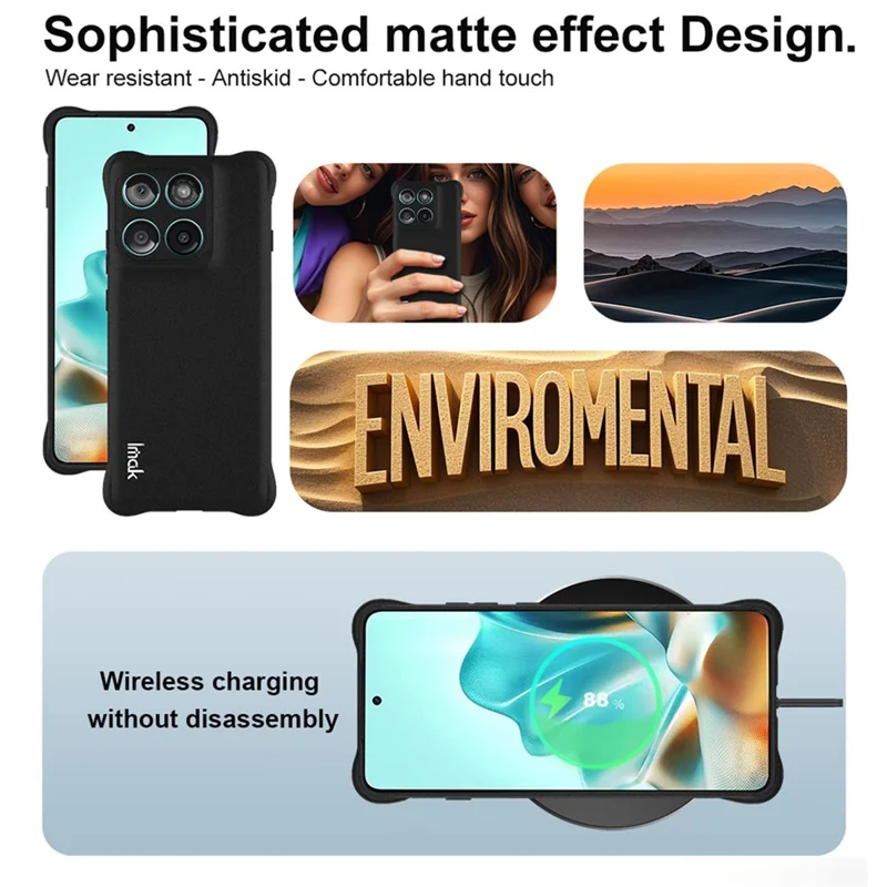 IMAK For Motorola Edge (2025) 5G Case TPU Phone Cover Airbag Shockproof Protection - Matte Black-Cellmalls