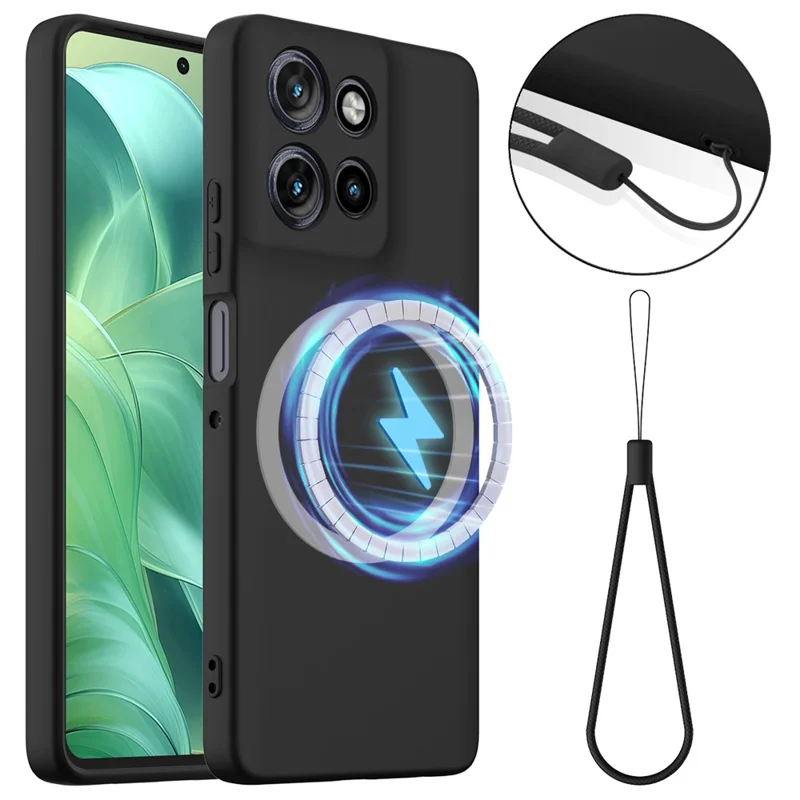 For Motorola Moto G Power (2025) Case Compatible with MagSafe Anti-Drop Liquid Silicone Phone Cover - Black-Cellmalls