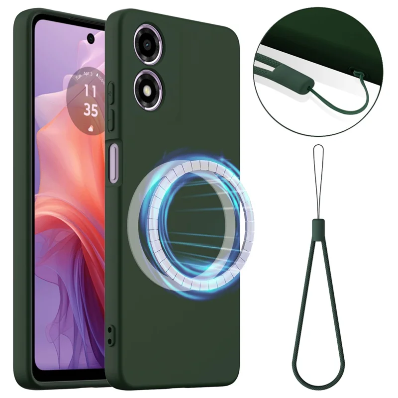 For Motorola Moto G04s 4G / Motorola Moto E14 4G / Motorola Moto G04 4G Case Compatible with MagSafe Anti-Drop Liquid Silicone Phone Cover - Black-Cellmalls