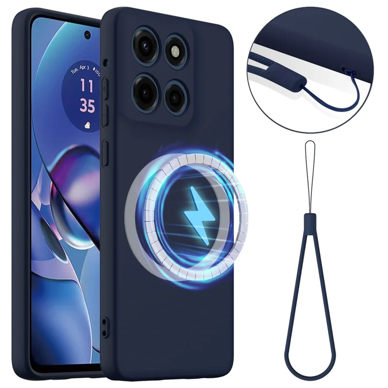 For Motorola Moto G Stylus 5G (2025) / Motorola Edge 60 Stylus 5G Case Compatible with MagSafe Anti-Drop Liquid Silicone Phone Cover - Black-Cellmalls