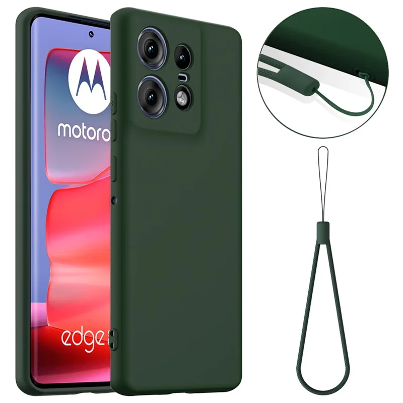 For Motorola Edge 50 Pro 5G Case Compatible with MagSafe Anti-Drop Liquid Silicone Phone Cover with Lanyard - Black-Cellmalls
