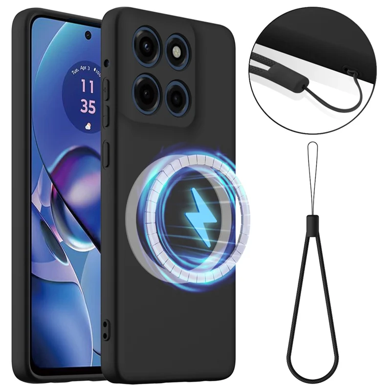 For Motorola Moto G Stylus 5G (2025) / Motorola Edge 60 Stylus 5G Case Compatible with MagSafe Anti-Drop Liquid Silicone Phone Cover - Black-Cellmalls