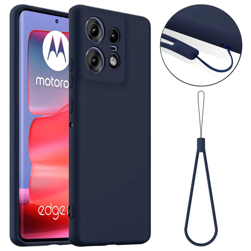 For Motorola Edge 50 Pro 5G Case Compatible with MagSafe Anti-Drop Liquid Silicone Phone Cover with Lanyard - Black-Cellmalls